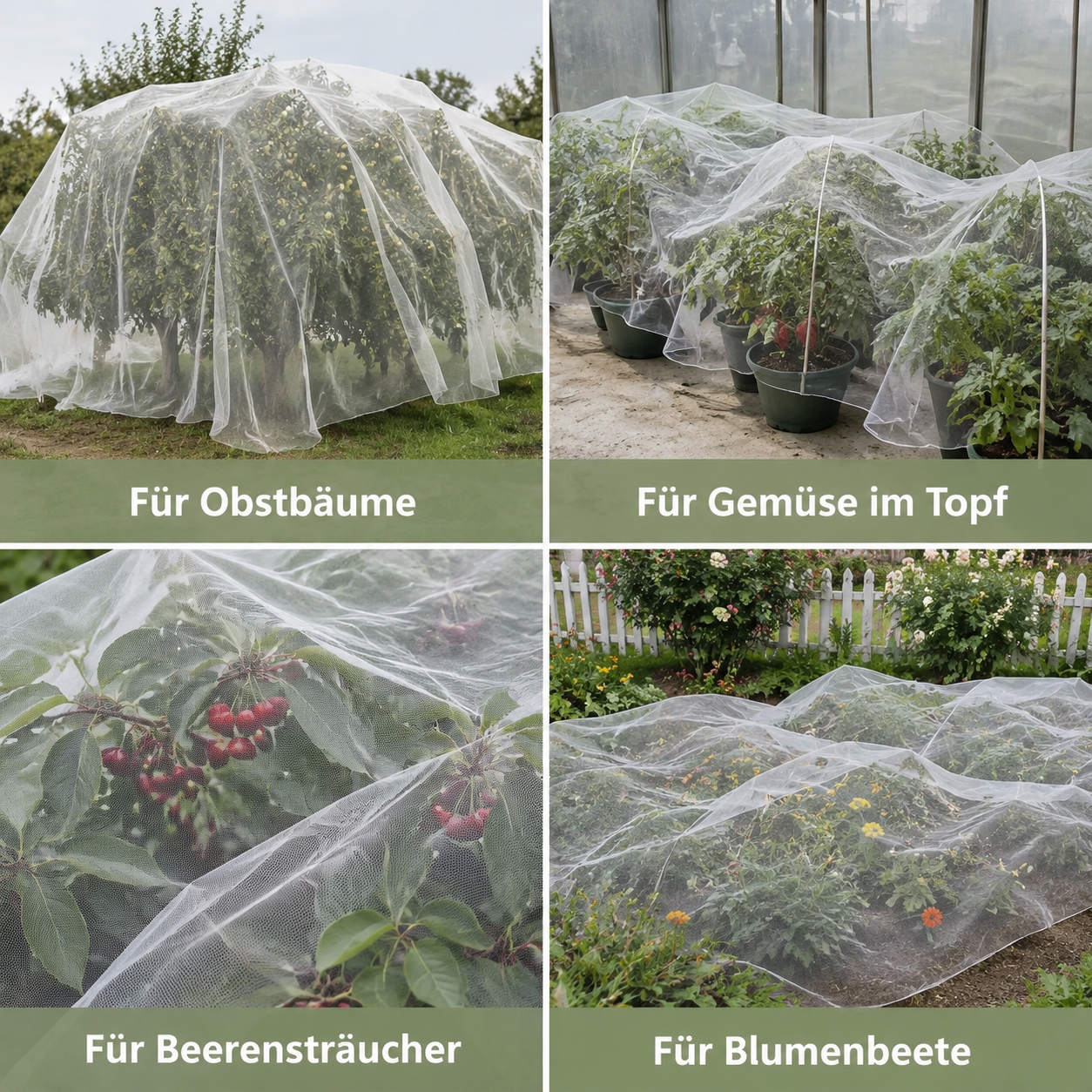 Schutznetz für Gewächshaus und Garten