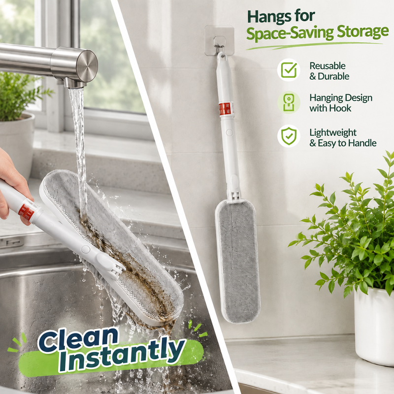 [Scraper and Brush in One] Retractable Double-Sided Screen Window Brush