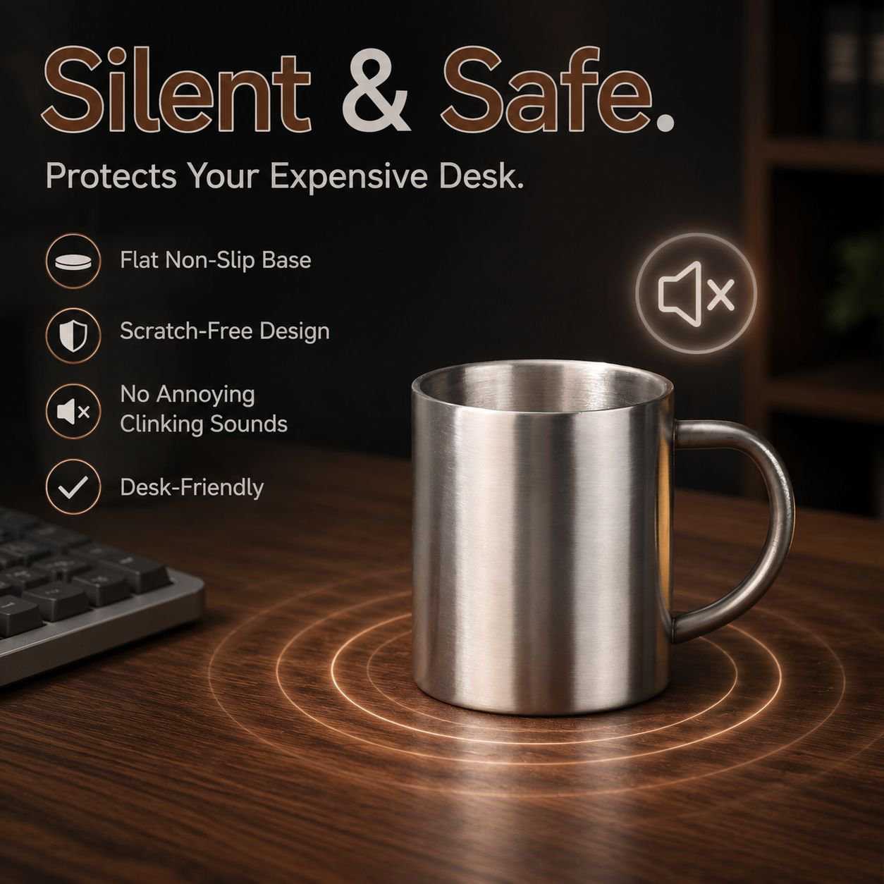 Thickened Anti-Scald Handle 304 Stainless Steel Insulated Mug