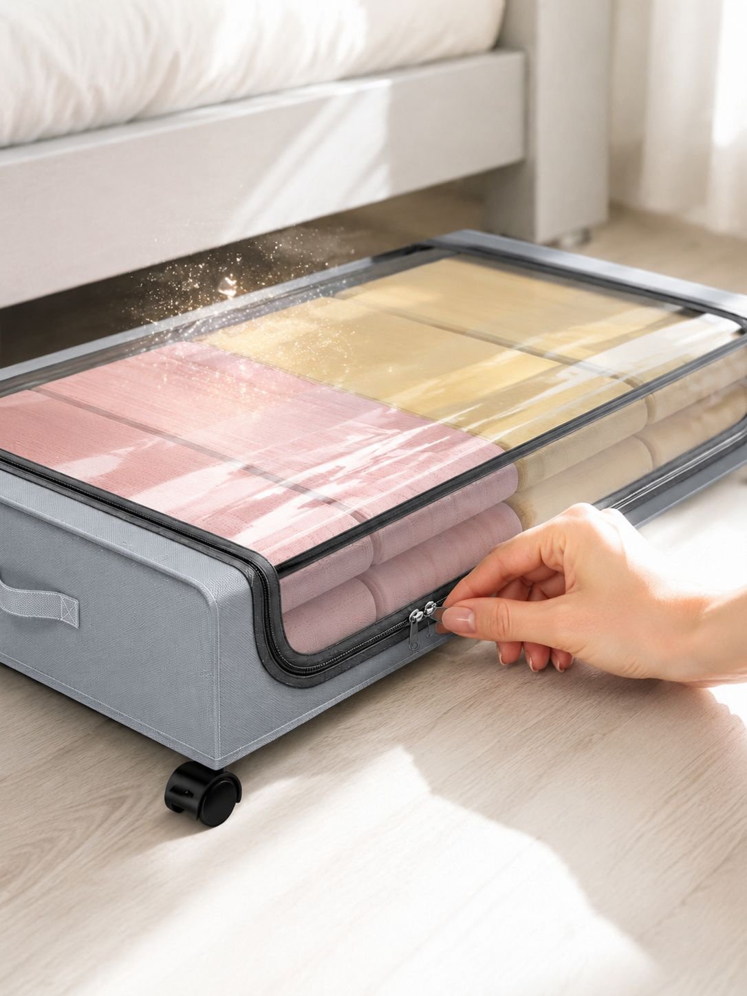 Praktische Unterbettbox für Kleidung