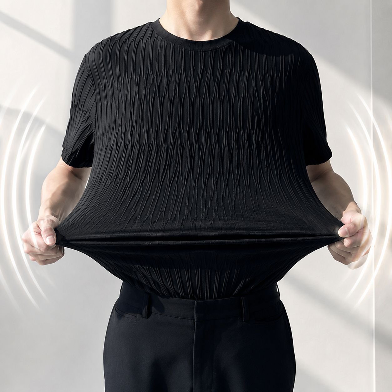 快適で涼しいメンズファッションTシャツ着用イメージ