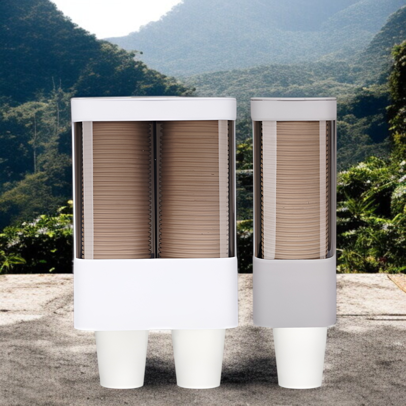 使い捨て紙コップ収納カップラックの防塵カバー付きデザイン