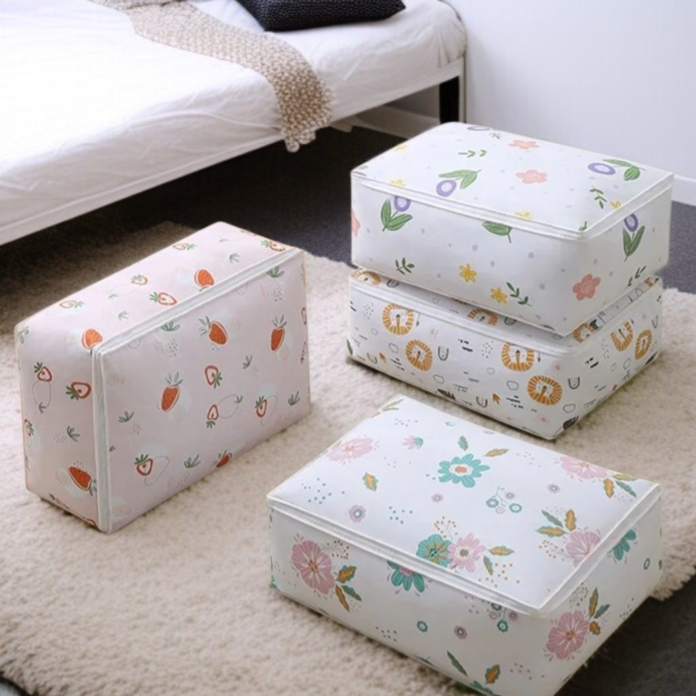 家庭用防塵収納バッグ 大容量立体キルトバッグ 衣類整理キューブ収納バッグ ジッパー付きキルトバッグ