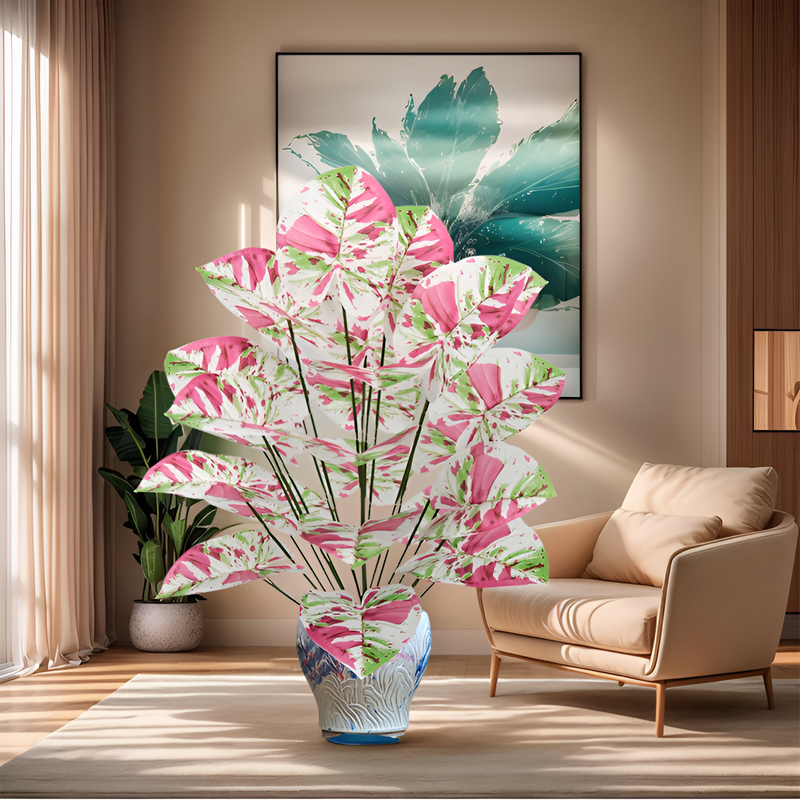 Faux Taroleaf Decorative Plant for Home and Garden Decor
