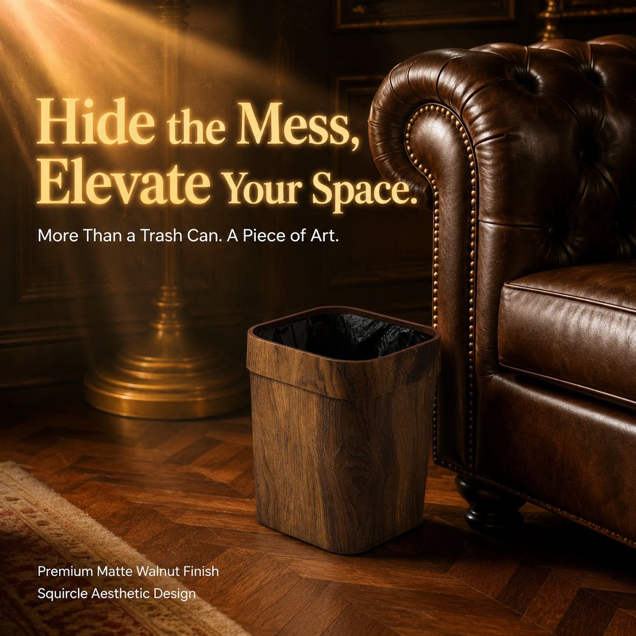 Wood Grain Household Trash Can