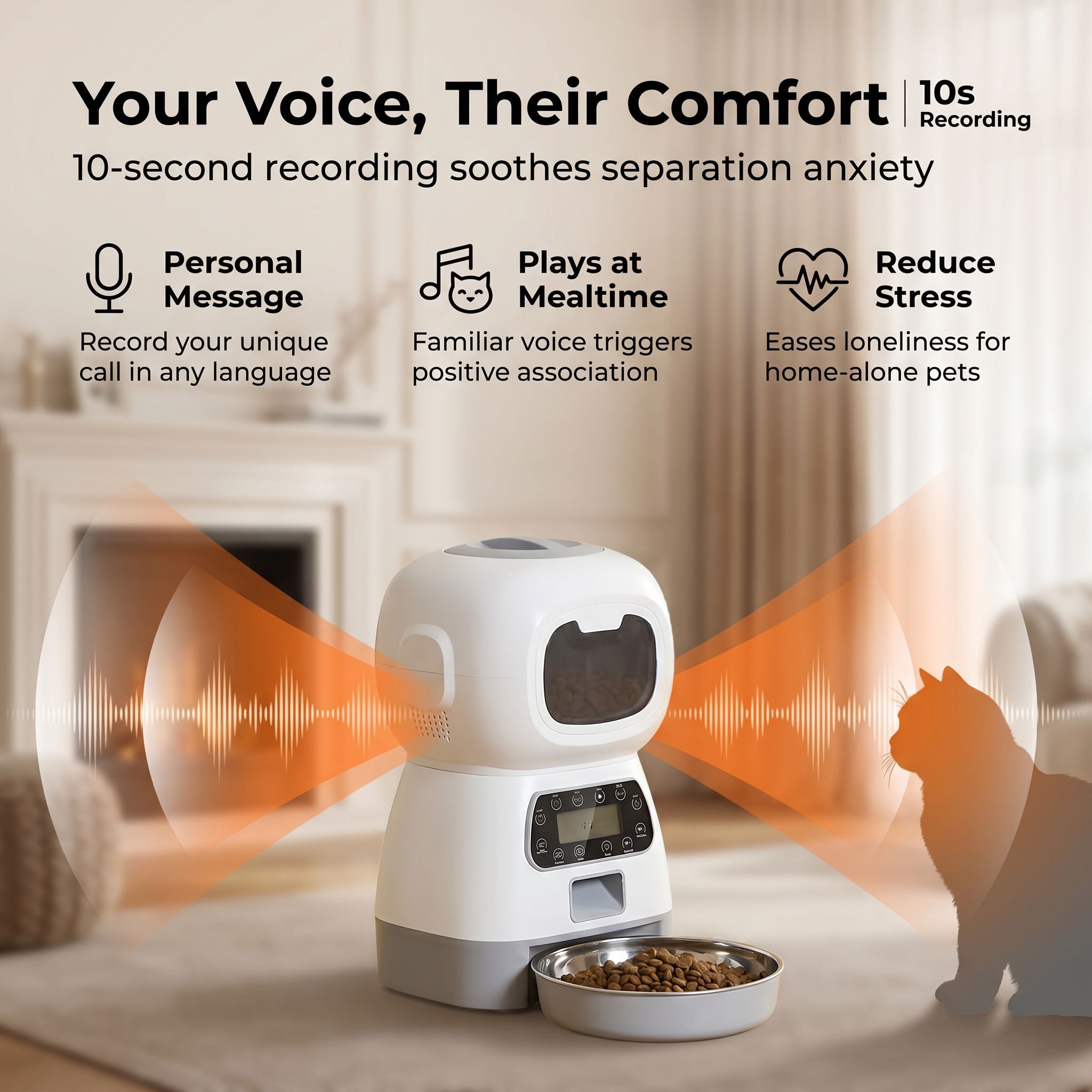 Automatic pet feeder with Wi-Fi, 3.5L large capacity.