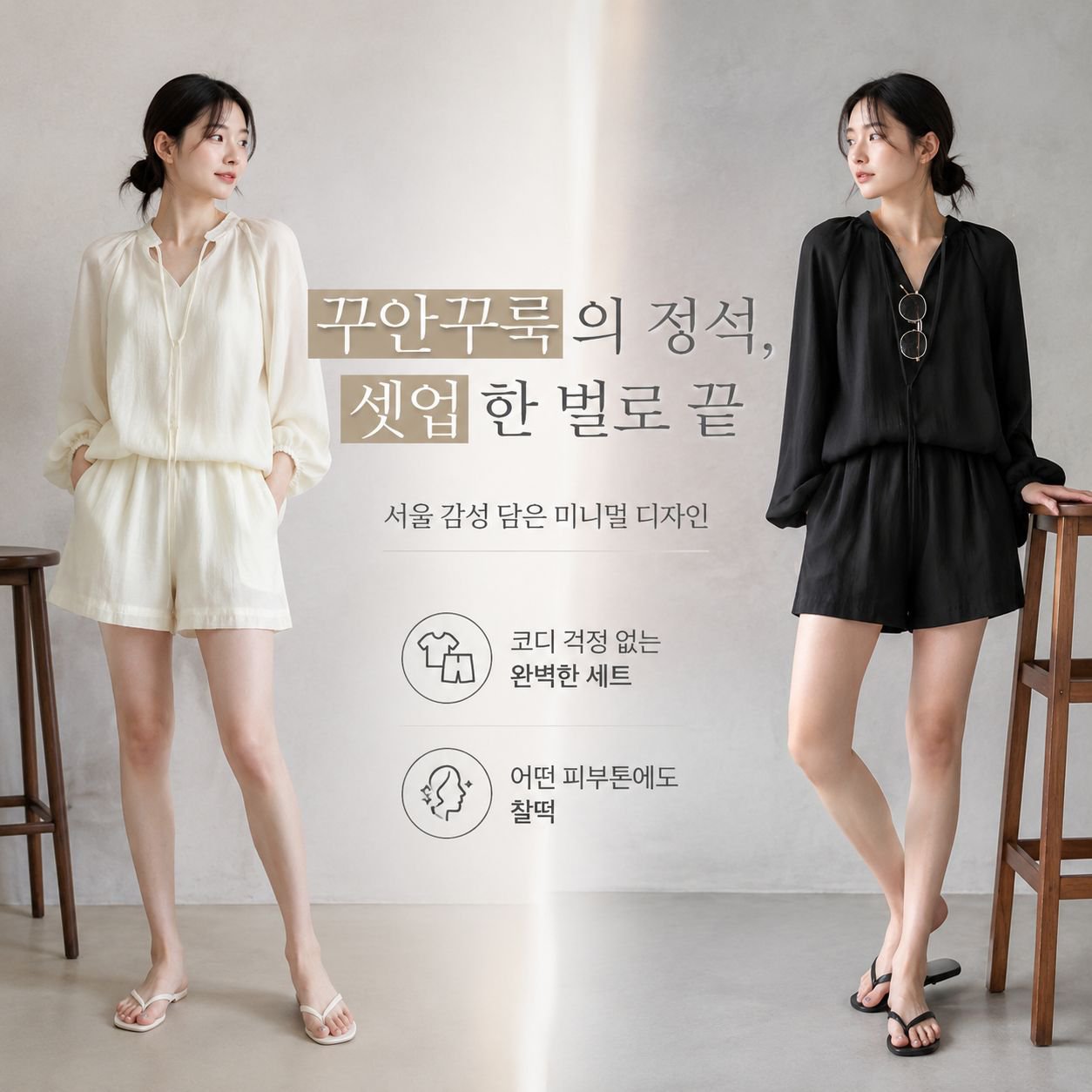 여하감령 와이드 반바지 모던 스포츠 캐주얼 세트