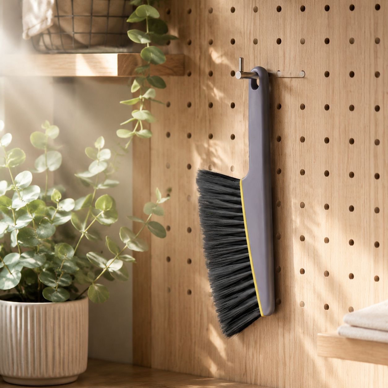 Furniture dusting brush with perforated grip