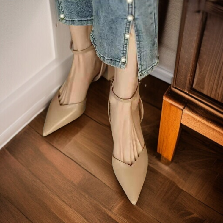 여자 봄 일자 스트랩 누드 스틸레토 힐 여자 사이드 스틸레토 힐 여성 봄 누드 일자 스트랩 힐