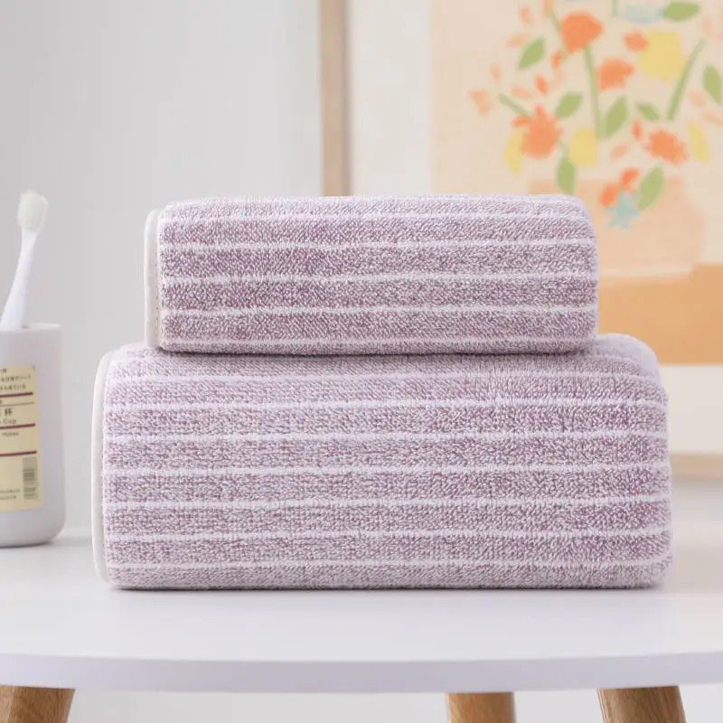 Lightweight Striped Coral Fleece Bath Towel