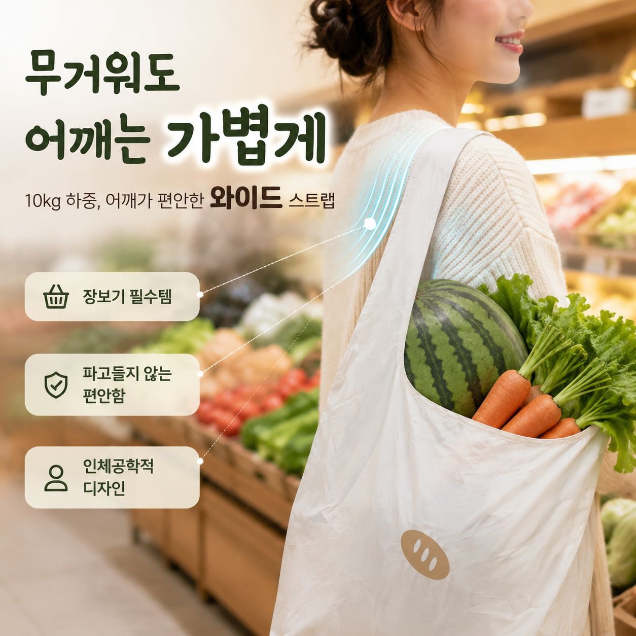휴대용 귀여운 바게트 보관 접이식 에코 쇼핑백