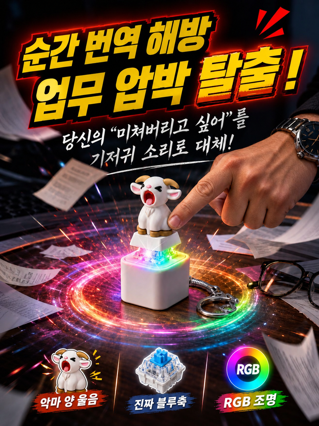 JMY 양 울음소리 내기 버튼 키링 전면 사진