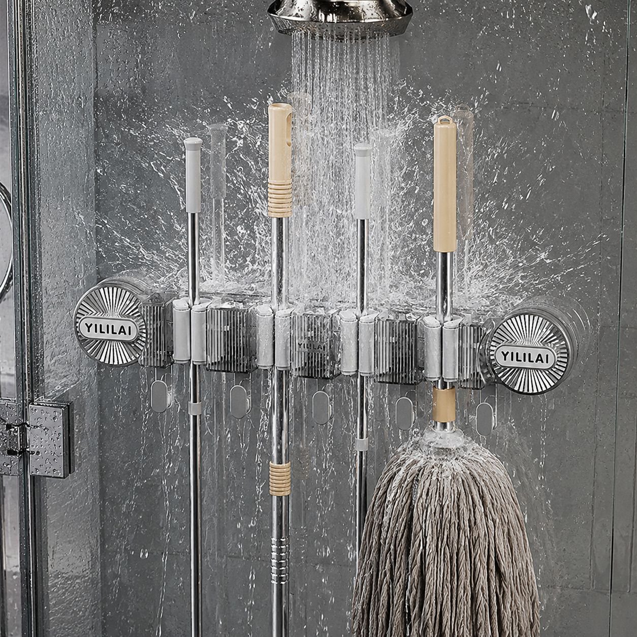 Home Multifunctional Organizer Joint row Bathroom Suction Cup Mop Clip