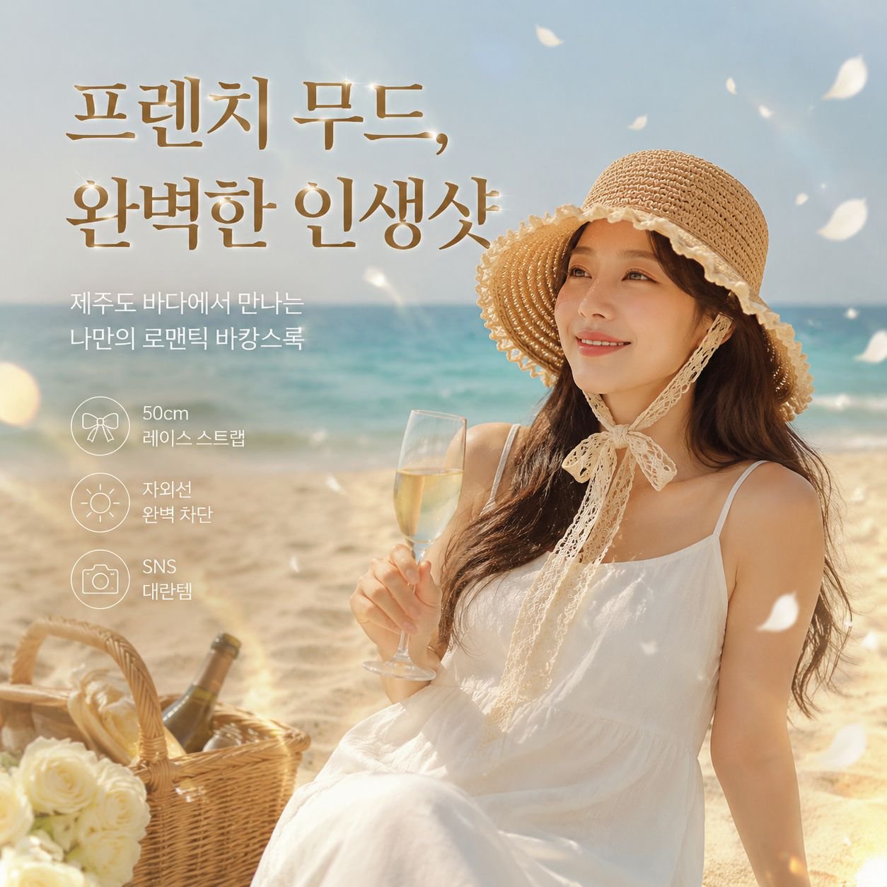여름 한국판 레이스 짜임 차양 버킷햇