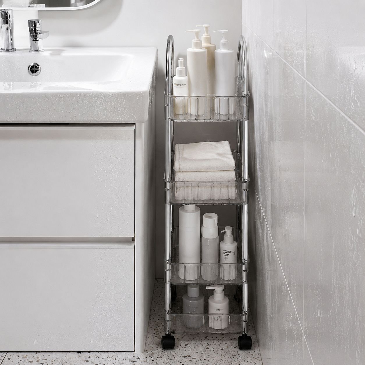 Kitchen Floor Removable Storage Trolley Organizer Shelf