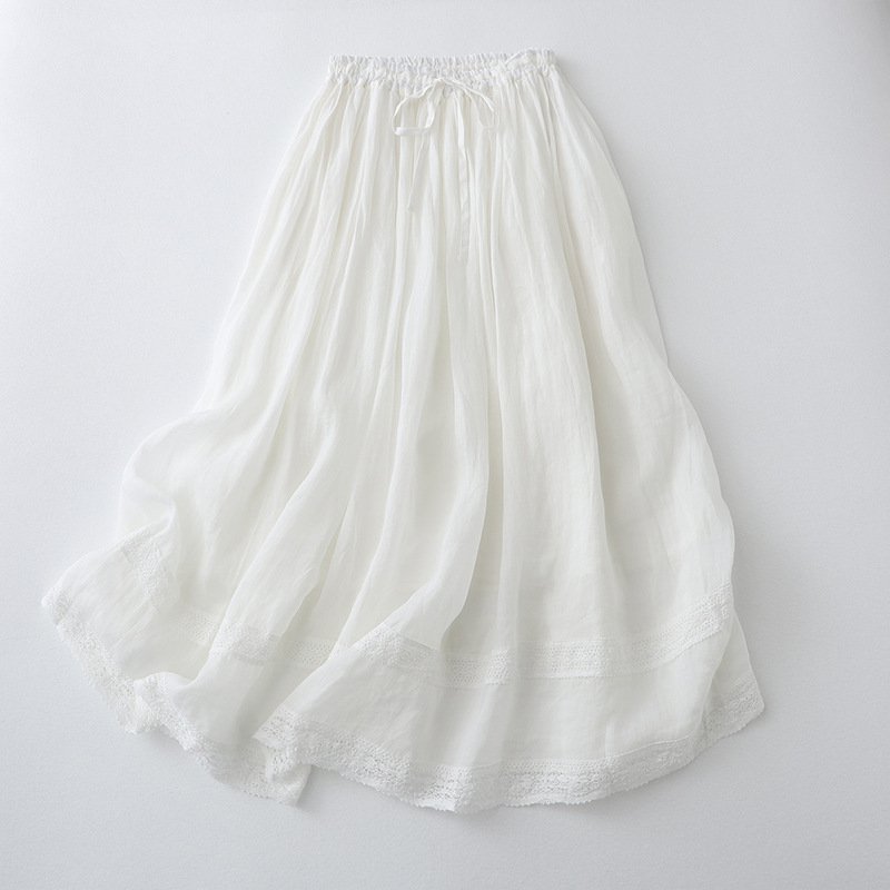 Linen Maxi Skirt with Elastic Waist