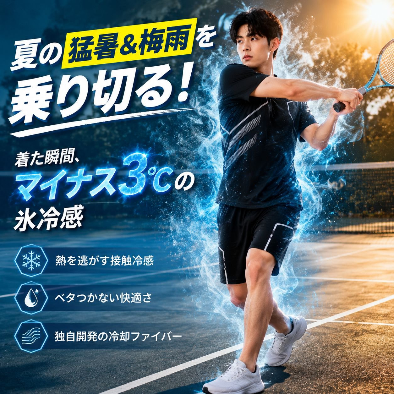 男性用冷蔵庫速乾トレーニングセット ワイドショートパンツ 半袖 ランニングウェア