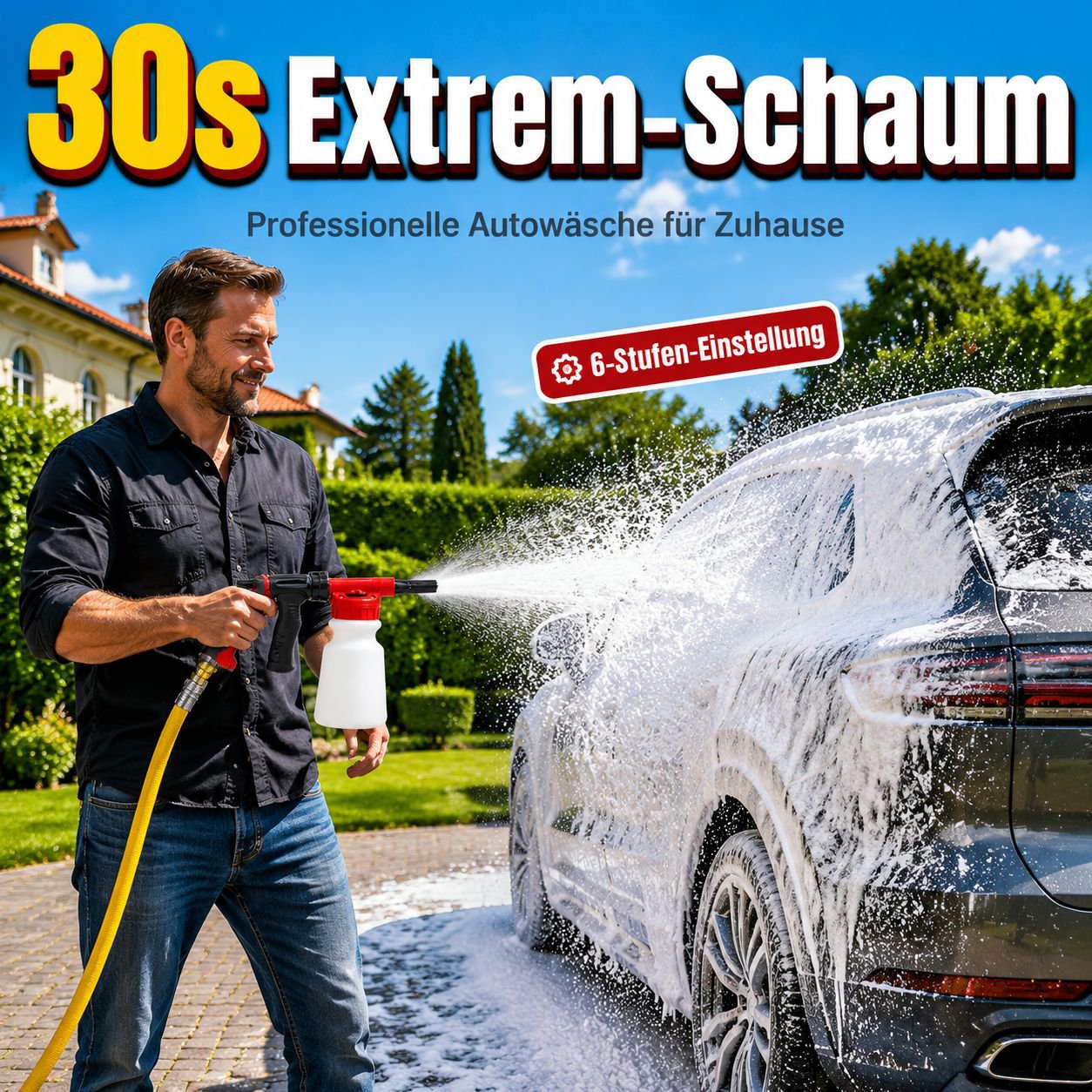 Multifunktions-Schaumwasserpistole für Autowäsche und Garten, großer Sprühbehälter, Werksverkauf