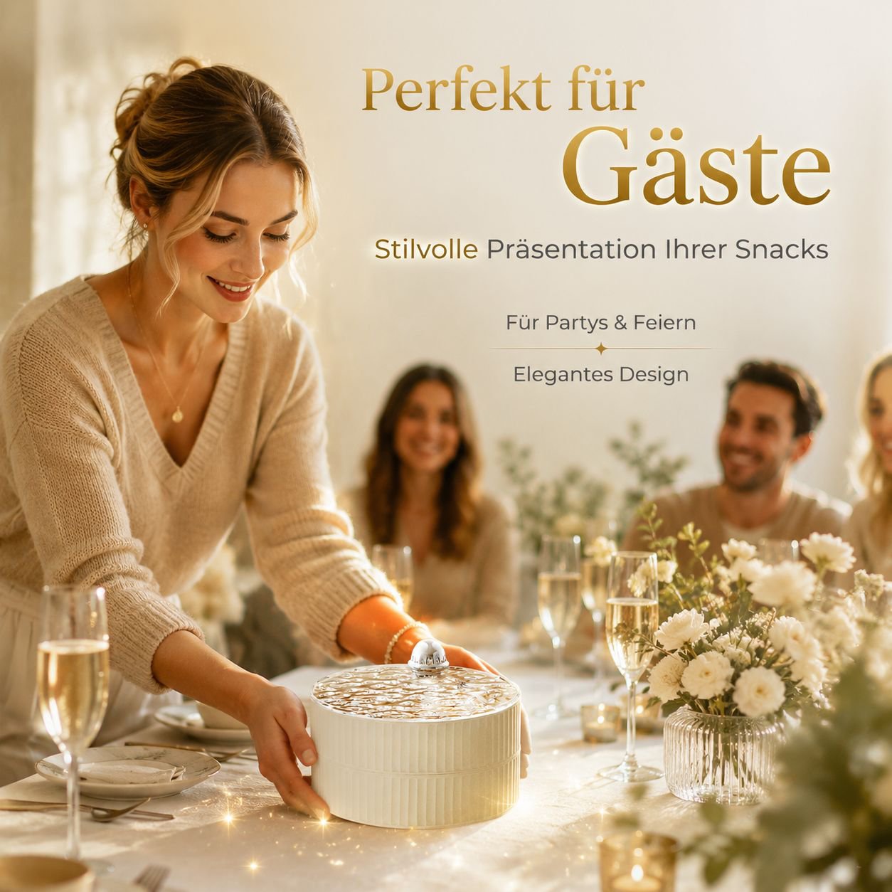 Luxuriöse Obst- und Bonbonbox im Cream-Stil