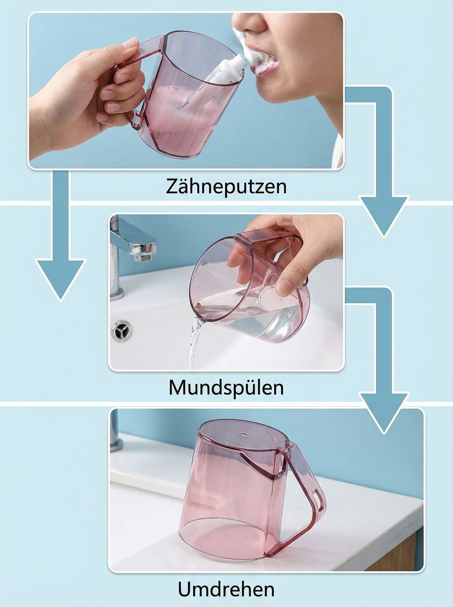 Platzsparender Zahnbürsten- und Mundwasserbecher