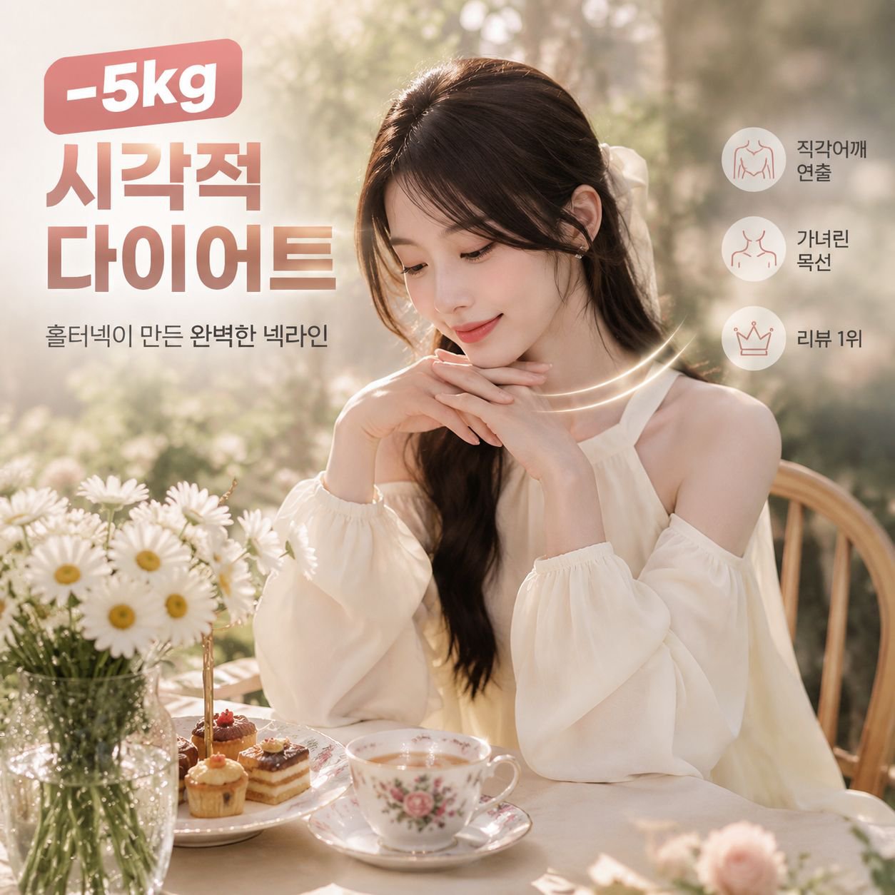 여성 화이트 홀터넥 오프숄더 루즈핏 모던 A라인 원피스