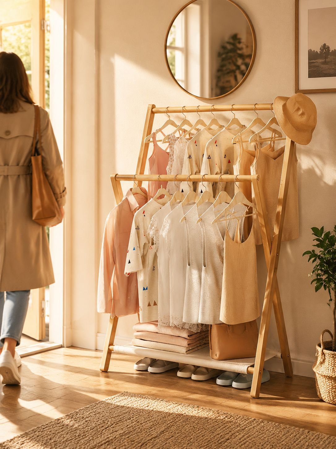 Lightweight and odorless bamboo clothes hanger