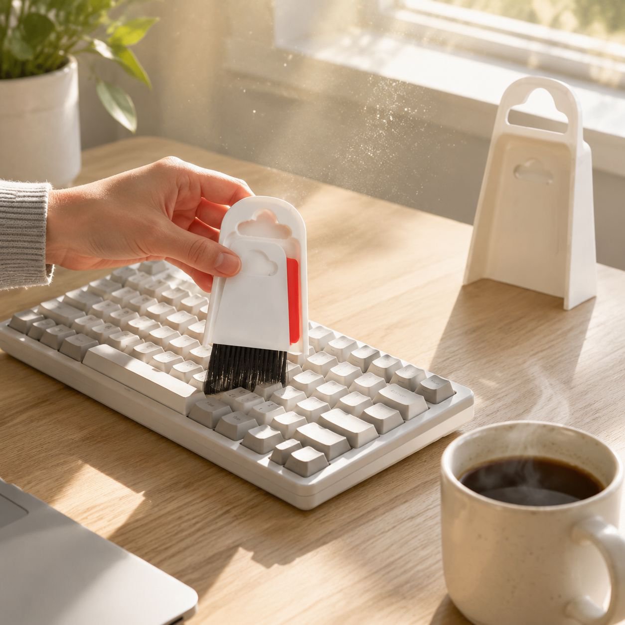 Mini broom and dustpan set for desk cleaning