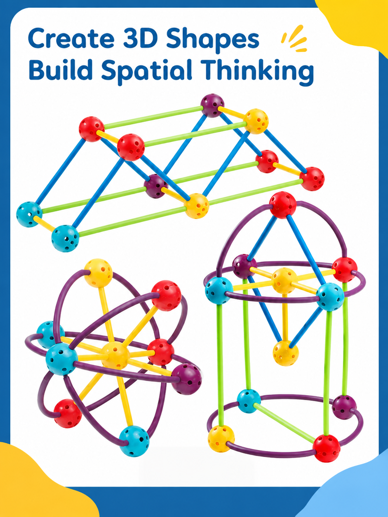 Complete 3D geometric building block set for children