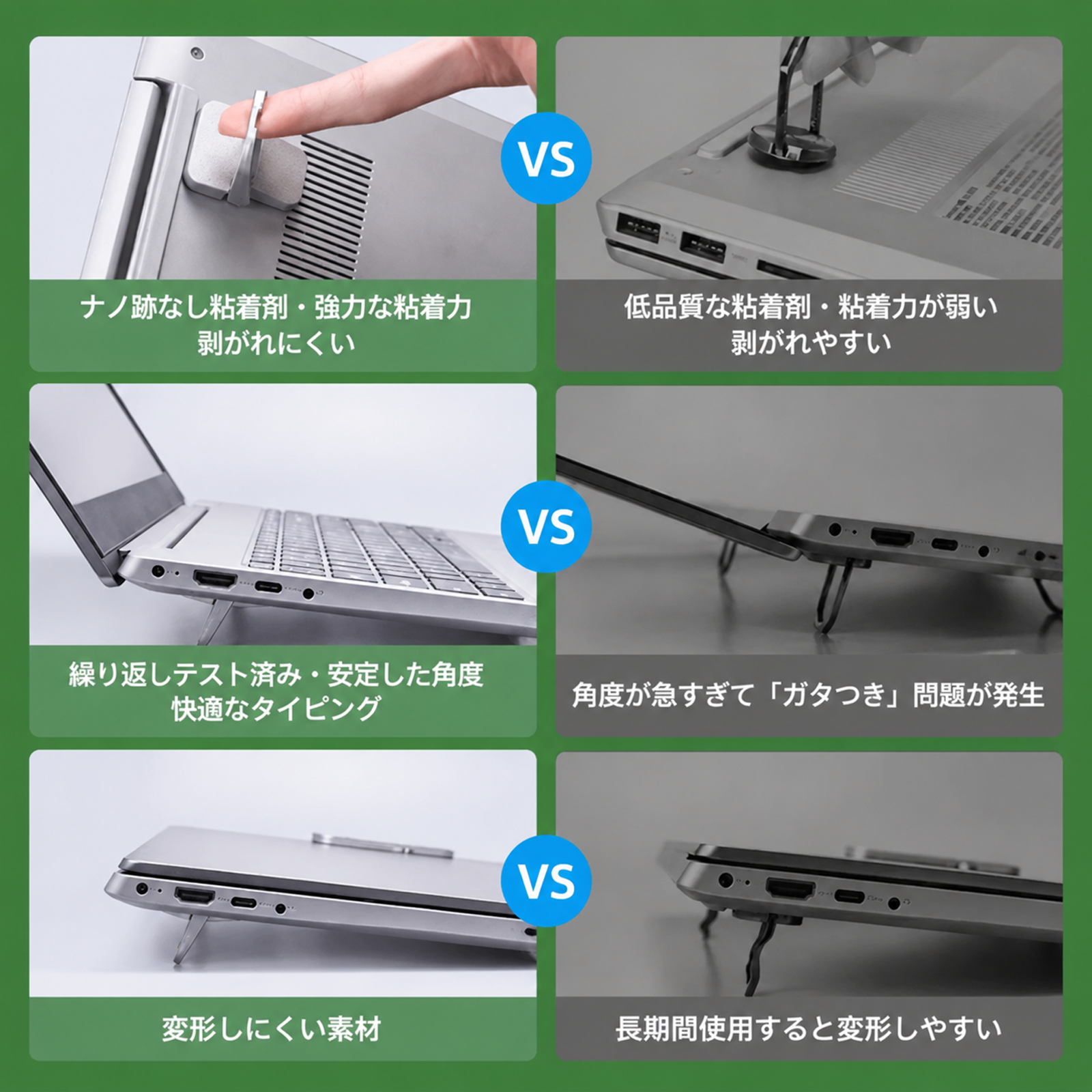 JMY - 吸盤式ノートパソコンスタンド。軽量（約45g）、ノートパソコン、タブレット、スマートフォンに対応。取り外し可能で跡が残らず、水洗い可能。姿勢を改善し、自宅やリモートワークに最適。持ち運びに