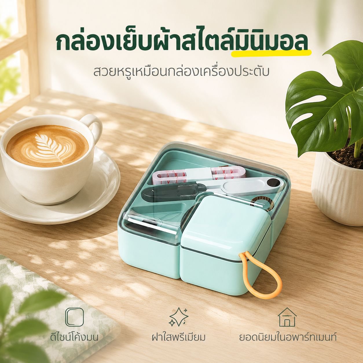 ชุดกล่องเข็มด้ายมินิแบบพกพา กล่องเก็บเย็บผ้าอเนกประสงค์สำหรับบ้าน