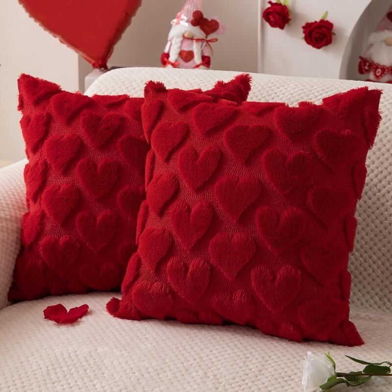 Vỏ gối nhung hình trái tim cho ngày Valentine thích hợp cho ghế sofa phòng khách