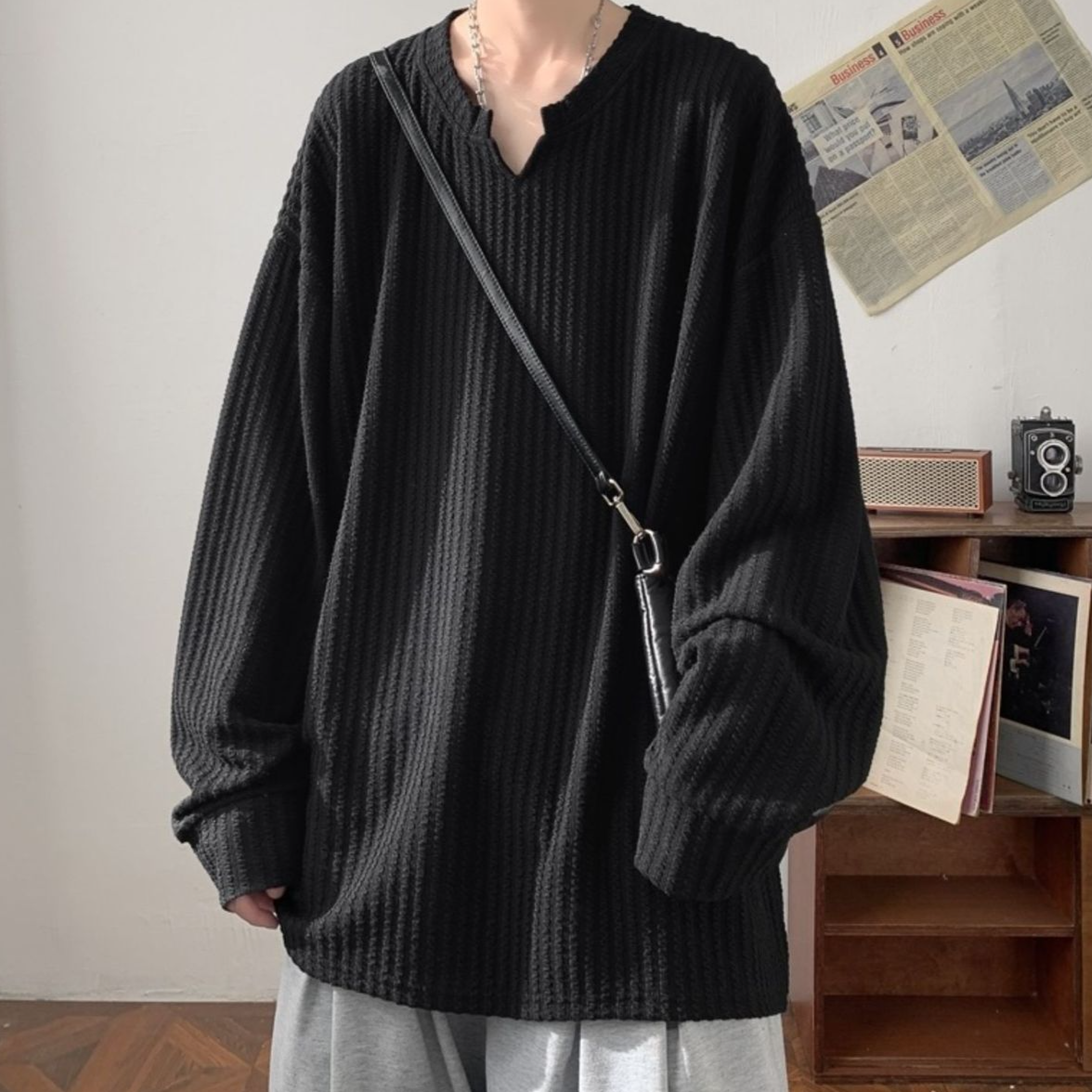 高級感のある痞いスタイル 白色長袖メンズTシャツ 秋冬万能インナー