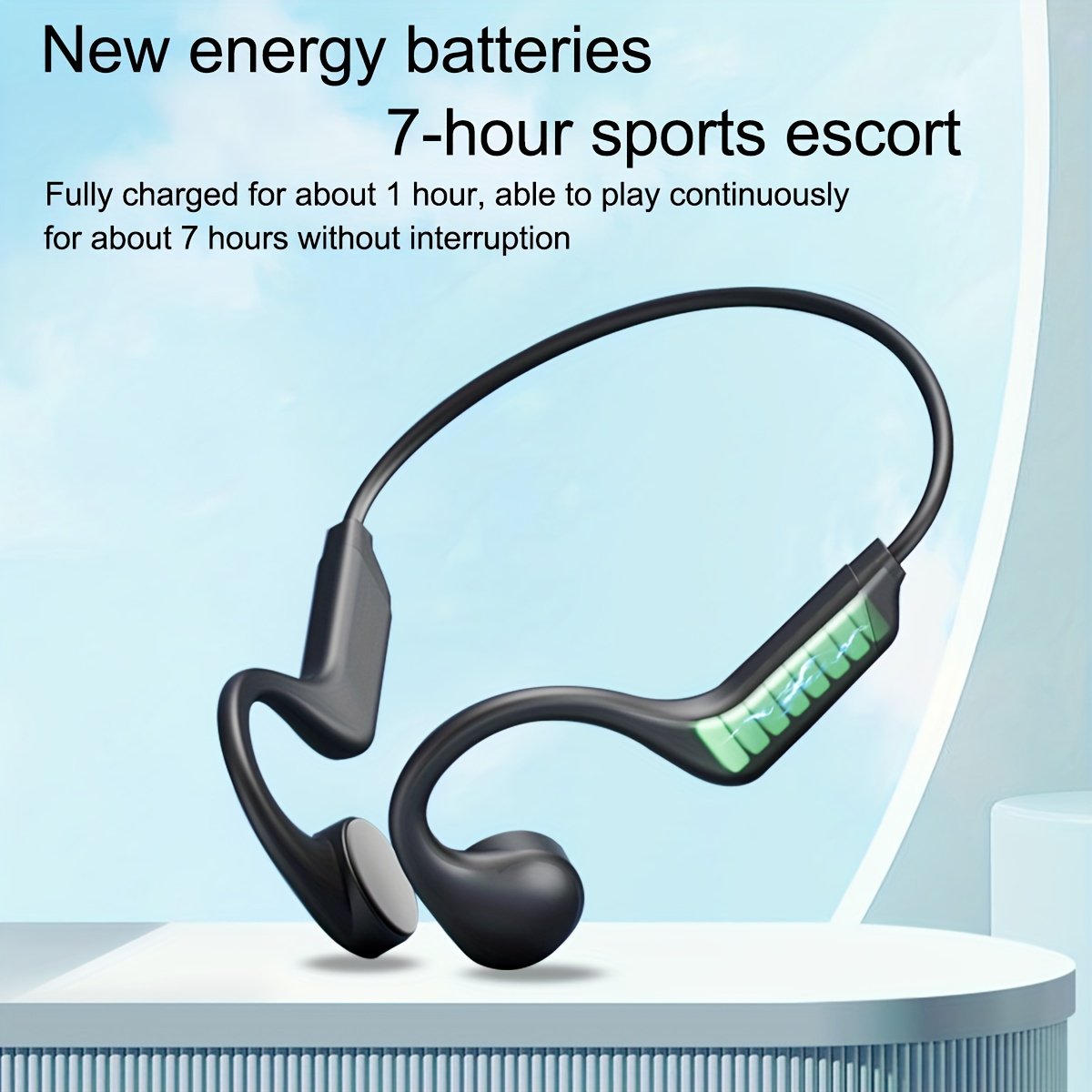 Auriculares inalámbricos de conducción ósea, diseño abierto, sensor dual