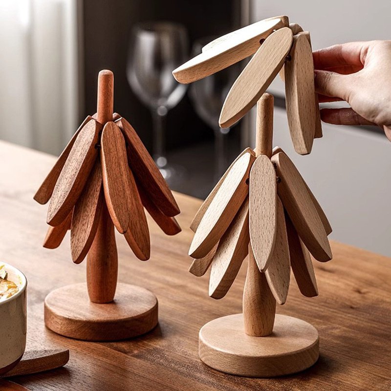 Beech wood ornaments insulation pad creative table mat anti-scalding high temperature resistant pot 