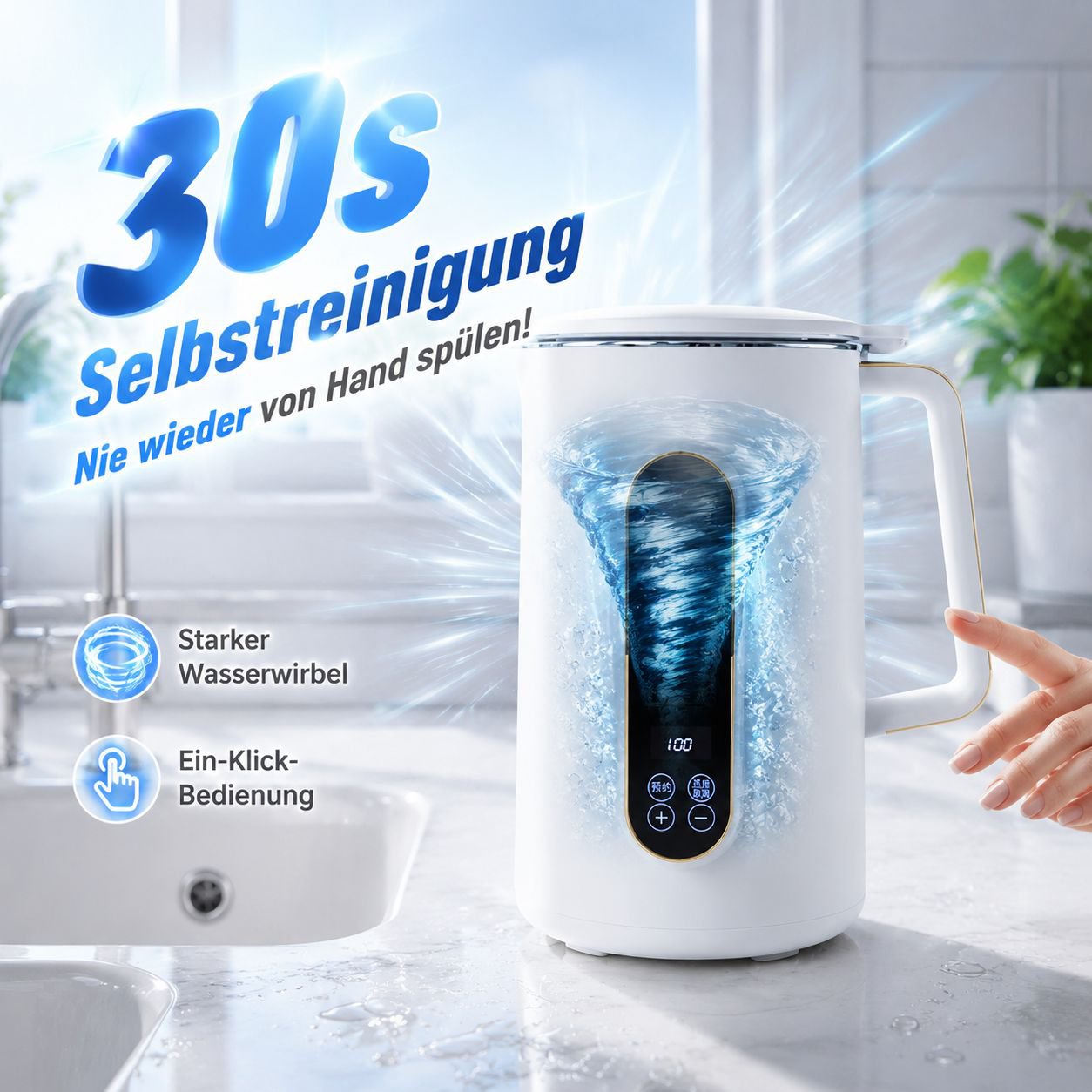 Elektrischer Mini-Sojamilch- und Entsafter für den Haushalt, 10-Klingen, 800ml