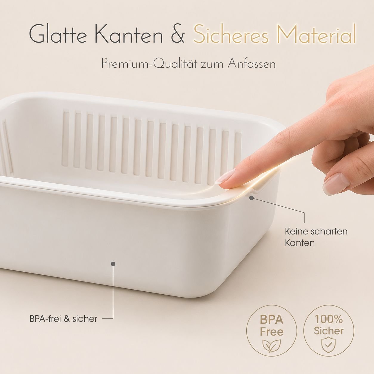 Großer quadratischer Küchenkorb zum Waschen und Abtropfen von Obst und Gemüse