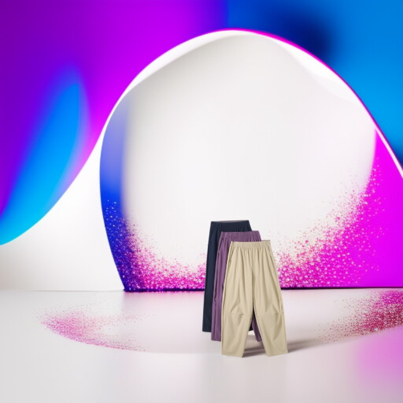 키 작은 속건 자수 트레이닝 바지 와이드 일자 아이스 8부 바지 캐주얼 바지녀