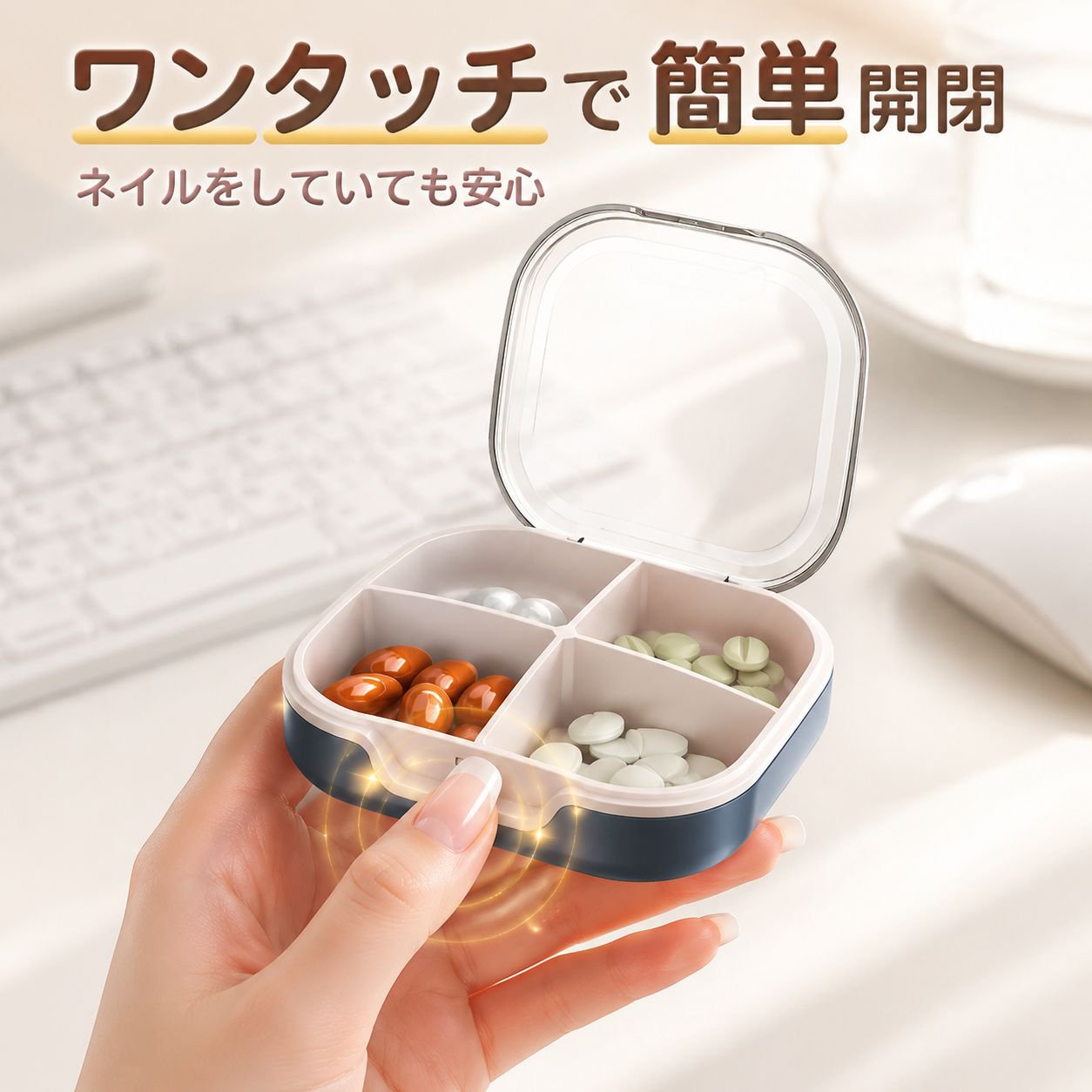 大容量携帯薬ケース クリアな区分で薬管理