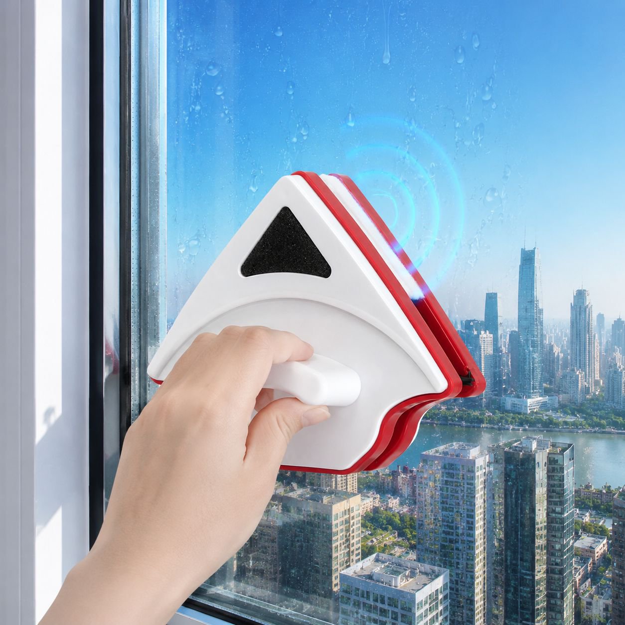 Limpiador triangular de ventanas para el hogar, limpiador de doble cara