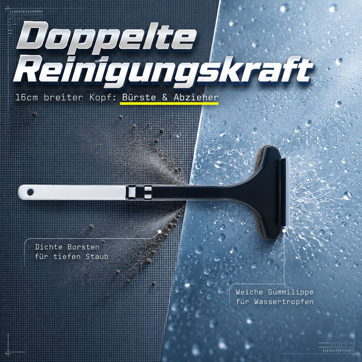 Langer, doppelseitiger Staub- und Fensterputzer