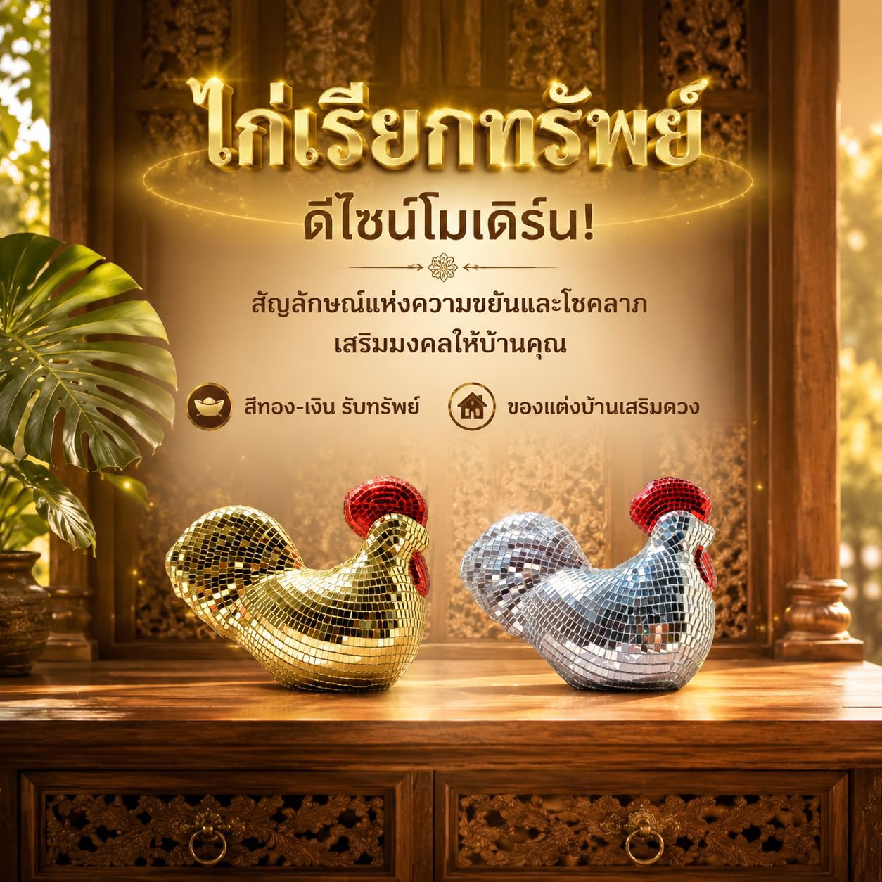 ไก่ประดับตกแต่งกระจกดิสโก้