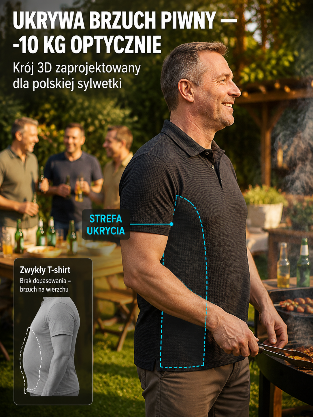 Męska koszulka z krótkim rękawem z bambusowego jedwabiu.