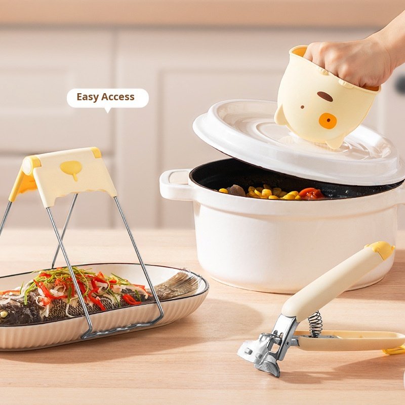 Three-Piece Stainless Steel Heat-Resistant Kitchen Gripper Set