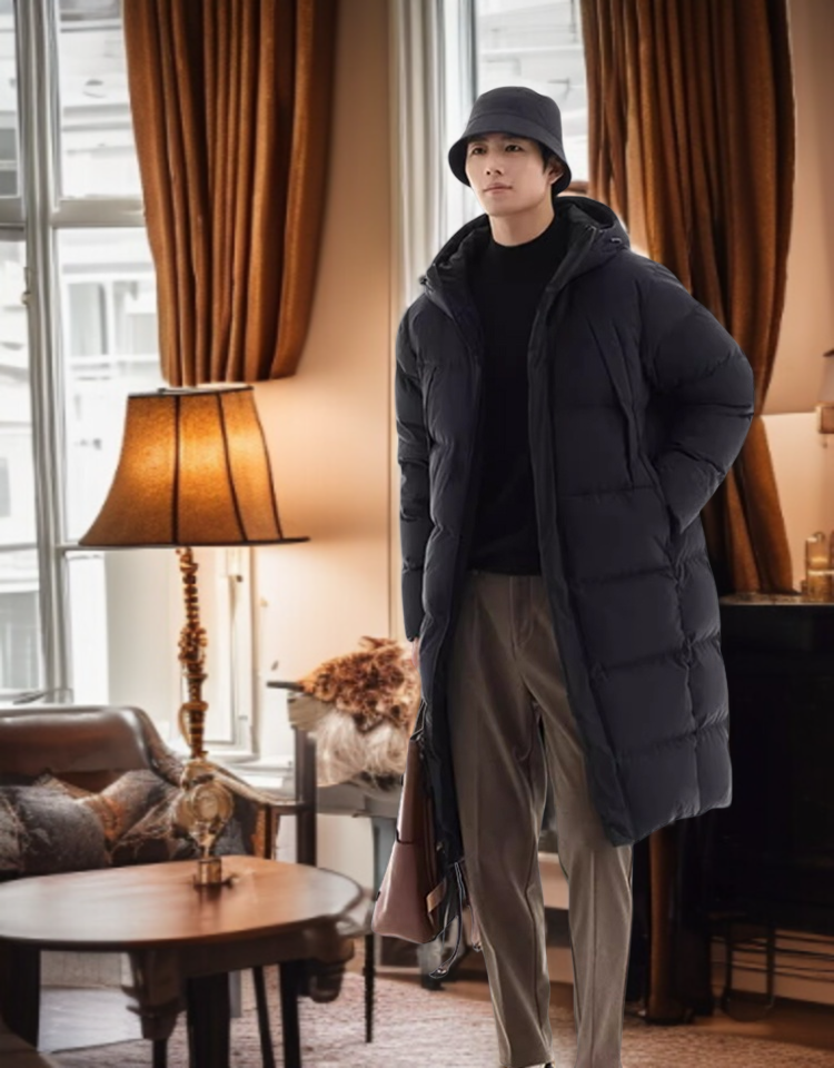 남녀공용 후드 롱패딩