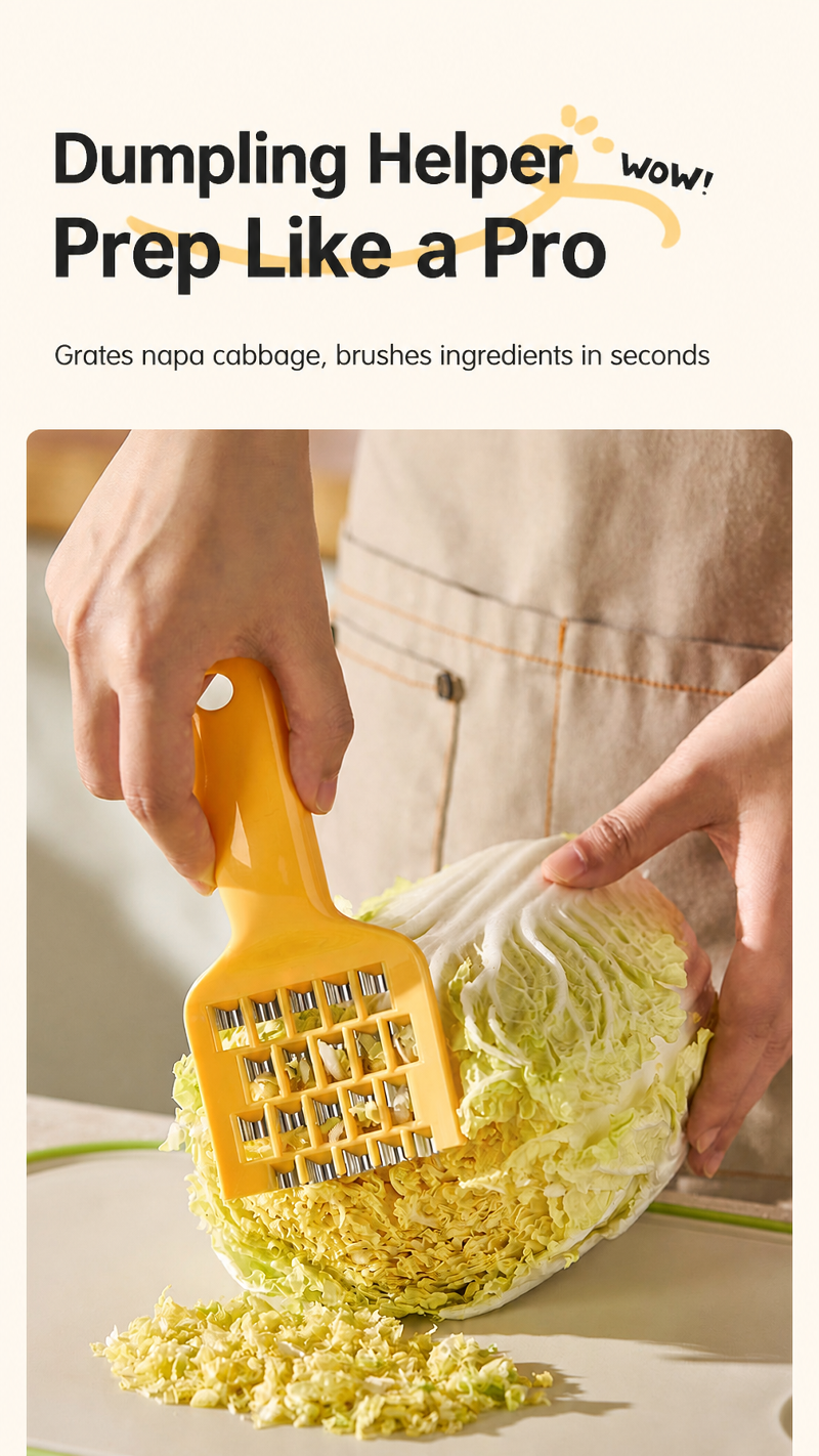 Cute cabbage shredder in use