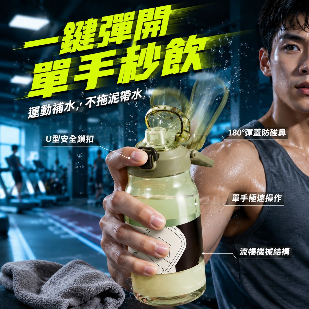 大容量塑膠水杯 帶吸管