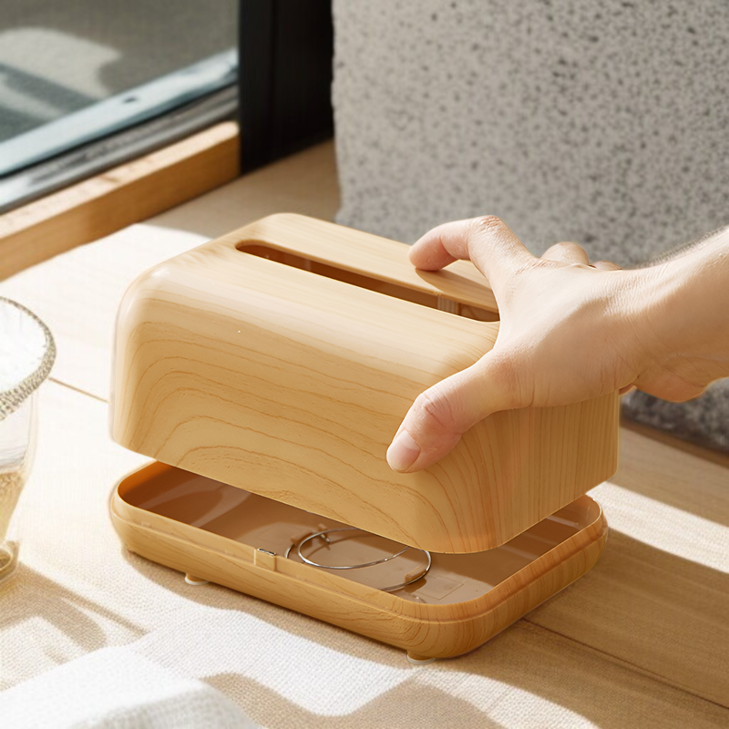 木目調の可愛い北欧風ティッシュケース正面画像