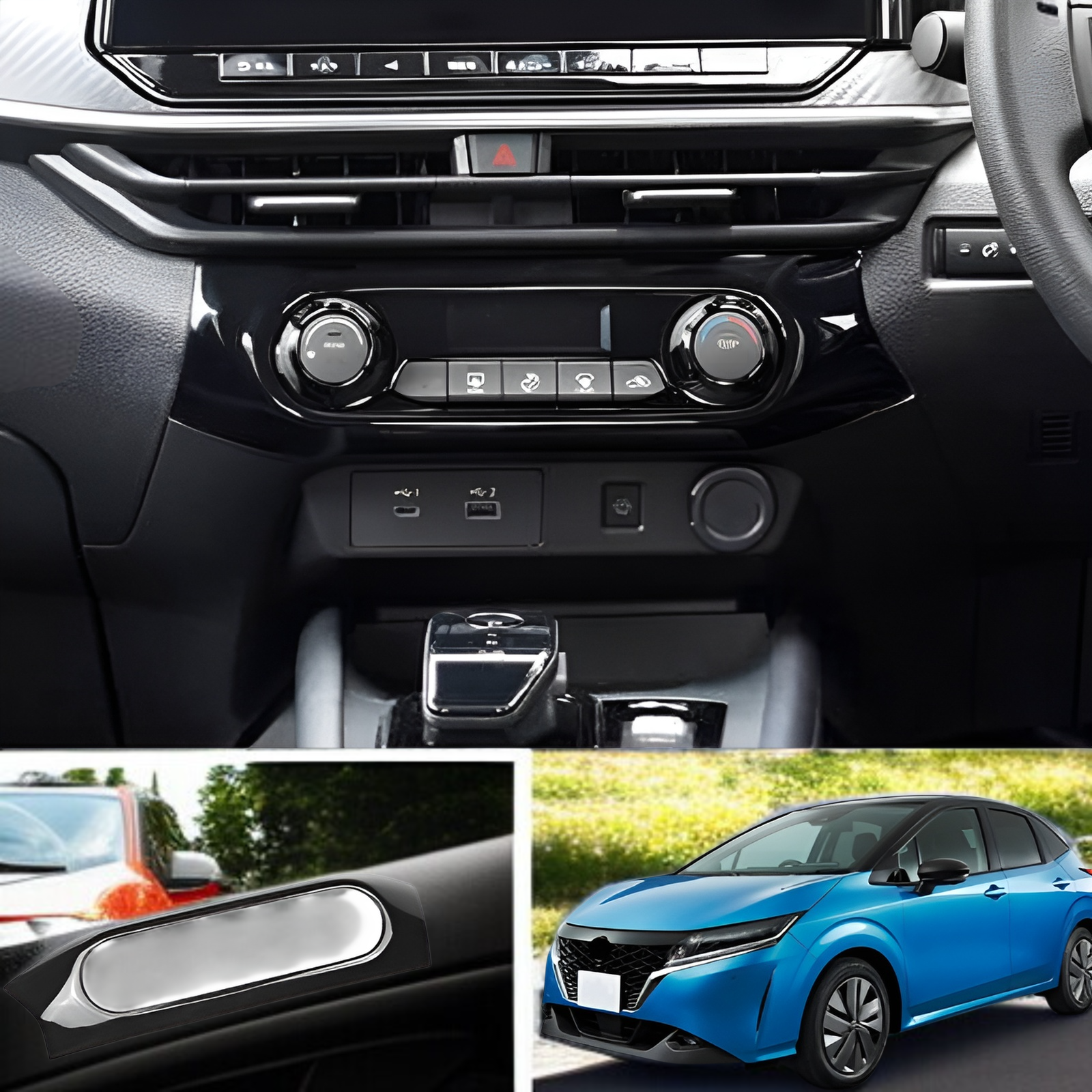 Anwendbar auf 21 Nissan Note E13/AURA Serie Zentralsteuerung Klimaanlage Knopf Rahmen Klimaanlage Sc