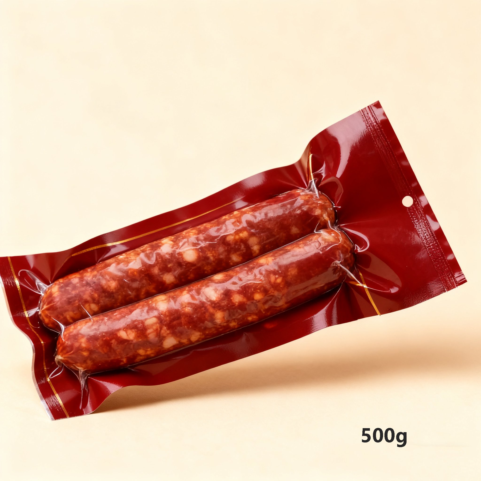 Tradiční česká klobása na dřevěném prkénku