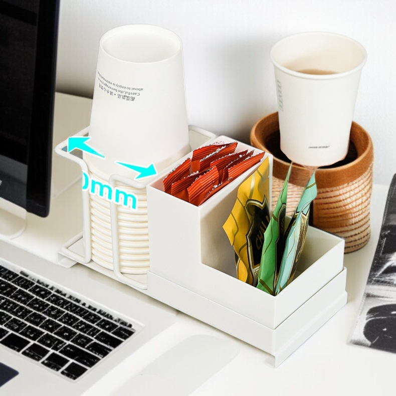 Praktischer Organizer für Kaffee, Tee und Zucker auf der Tischplatte